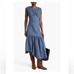 FRAME Women's Gathered Tier Hem Dress Size L in Eugenia
